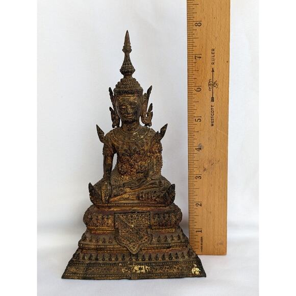 Antique 19th Century Bronze Thai Rattanakosin Buddha Statue from Thailand - Picture 9 of 10